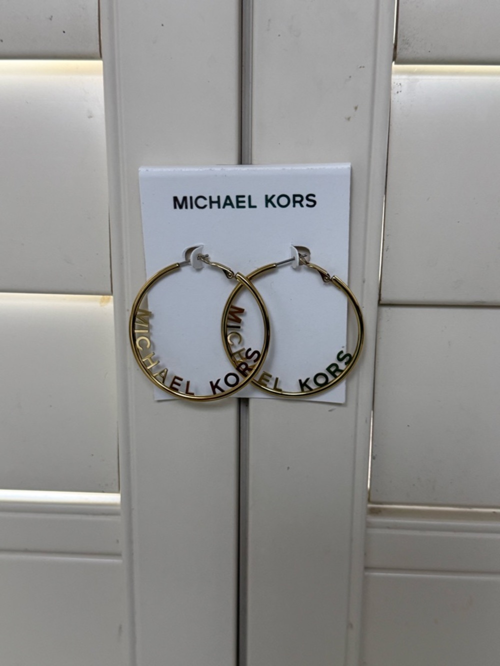 MICHAEL KORS Gold Hoop Logo Earrings